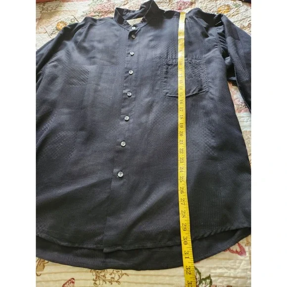 HAUPT Men's Shirt Button Up Long Sleeve Rayon Cotton Black Size L (42) - Picture 5 of 9